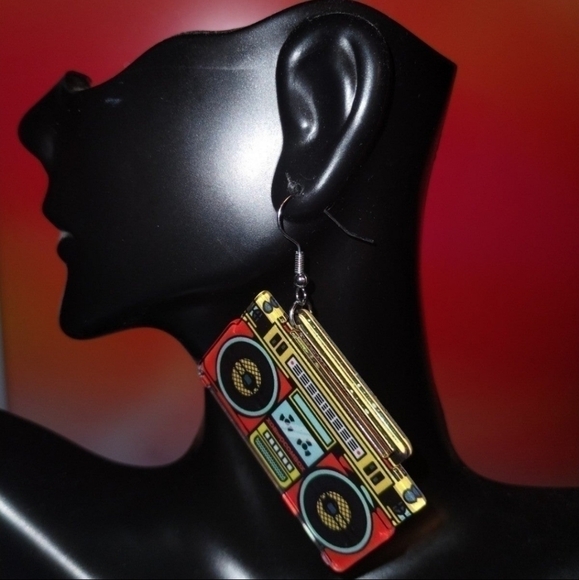 Big Retro Boombox Earrings - Picture 5 of 6